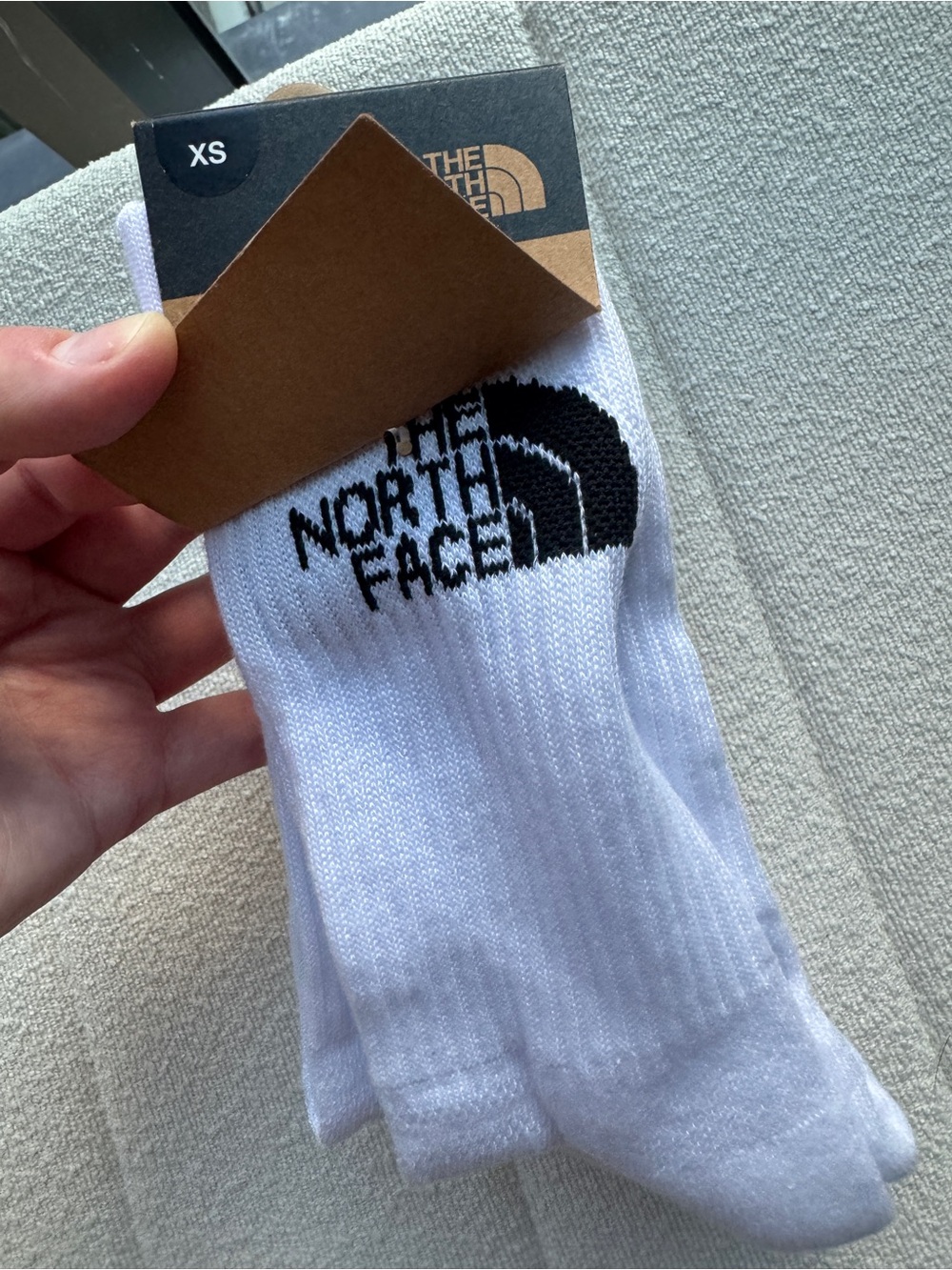 The North Face White Crew Socks with Black Logo - XS